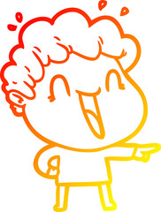 warm gradient line drawing of a cartoon happy man