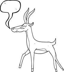 freehand drawn speech bubble cartoon gazelle