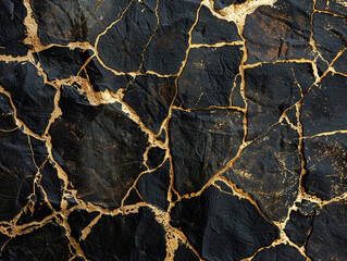 Pitch black, gold foil crackle, textured, vintage elegance