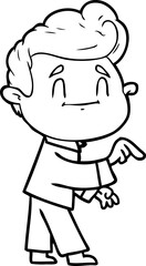 happy cartoon man making point