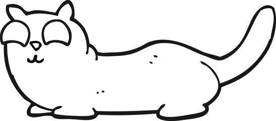 freehand drawn black and white cartoon cat
