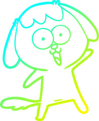 cold gradient line drawing of a cute cartoon dog