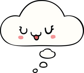 cute happy cartoon face with thought bubble