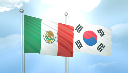 Mexico and South Korea Flag Together A Concept of Relations