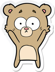 sticker of a worried bear cartoon