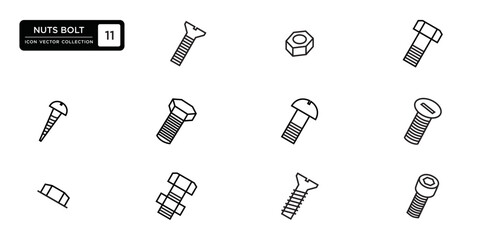 Bolt nut icon collection, vector icon templates editable and resizable