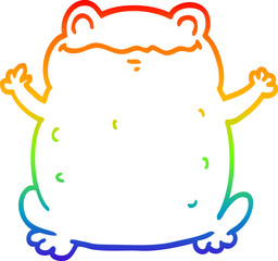 rainbow gradient line drawing of a cartoon toad