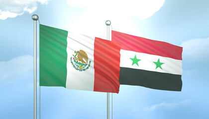 Mexico and Syria Flag Together A Concept of Relations