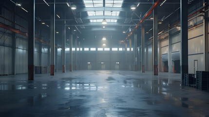 Lightning ignites empty warehouse - Ai Generated