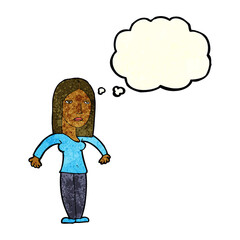 cartoon annoyed woman with thought bubble