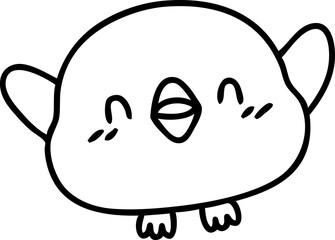 line doodle of a cute baby bird