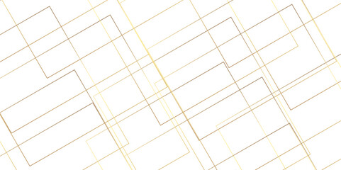 Abstract minimal geometric white and golden light background design. white paper transparent material in triangle technology and square shapes in random geometric pattern.