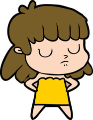 cartoon indifferent woman