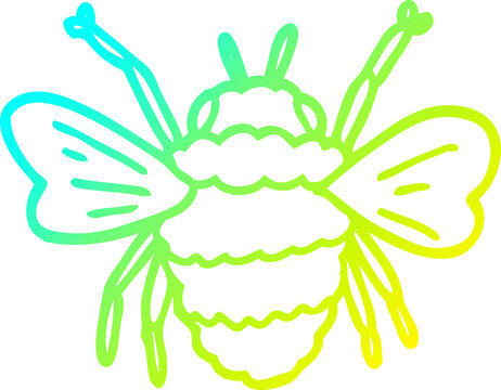 cold gradient line drawing of a cartoon bumble bee