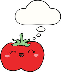 cartoon tomato with thought bubble