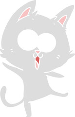 funny flat color style cartoon cat