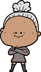 cartoon happy old woman