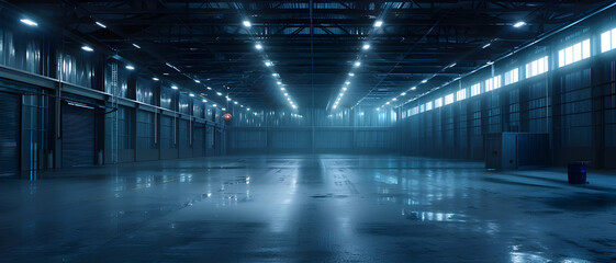 Lightning ignites empty warehouse - Ai Generated