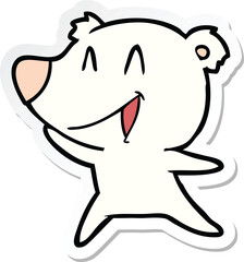 sticker of a laughing polar bear cartoon