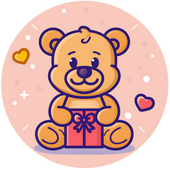 A teddy bear holding a gift box for Children's Day