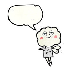 freehand drawn texture speech bubble cartoon cute cloud head imp