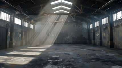 Lightning ignites empty warehouse - Ai Generated