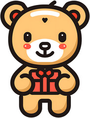 A teddy bear holding a gift box for Children's Day