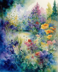 watercolor Spring flower collection. Spring Floral Bouquet flower Watercolor Blue Flower Blooming
