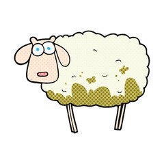 freehand drawn cartoon muddy sheep