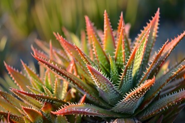 Vibrant Aloe plant background. Fresh art leaf. Generate Ai