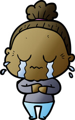 cartoon crying old lady