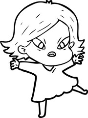 cartoon stressed woman