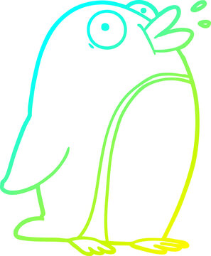 recommend clip art: cold gradient line drawing of a cartoon penguin