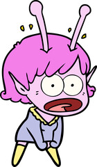 cartoon shocked alien girl