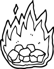 line drawing cartoon spooky burning halloween coals