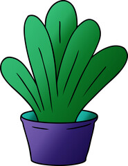 hand drawn gradient cartoon doodle of a green indoor plant
