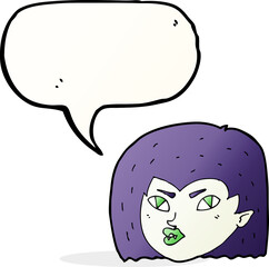 cartoon vampire face with speech bubble