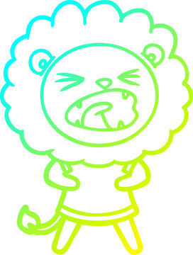 recommend clip art: cold gradient line drawing of a cartoon lion