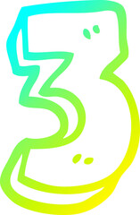 Obraz premium cold gradient line drawing of a cartoon number three