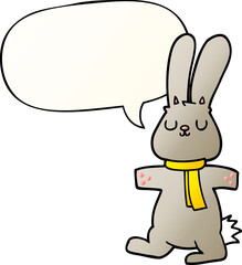 cartoon rabbit with speech bubble in smooth gradient style