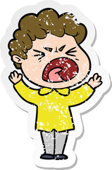 Fototapeta premium distressed sticker of a cartoon furious man