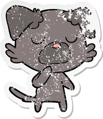 distressed sticker of a cartoon dog
