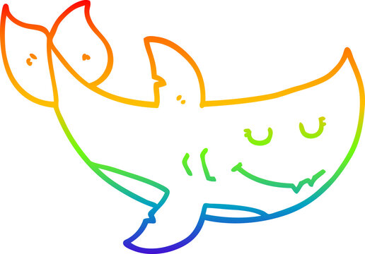 recommend clip art: rainbow gradient line drawing of a cartoon shark