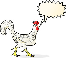 cartoon cockerel with speech bubble