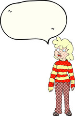 freehand drawn comic book speech bubble cartoon teenager