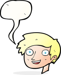cartoon happy boy face with speech bubble