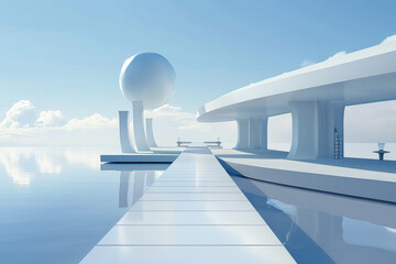 Minimalism style of a white color zen style architecture