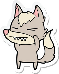 sticker of a angry wolf cartoon