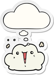 cute cartoon cloud with thought bubble as a printed sticker