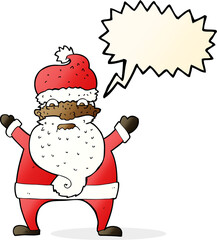cartoon stressed out santa with speech bubble
